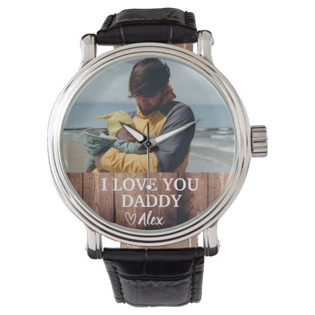 Reloj De Pulsera Personalizado Daddy Watch I Love You Daddy Photo (Anverso)