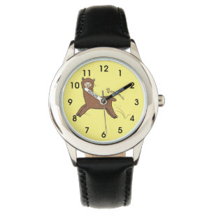 Reloj De Pulsera Personalizado de alpaca marrón feliz