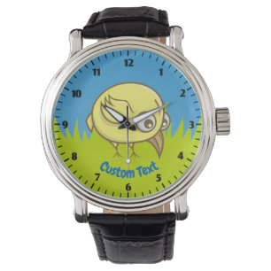 reloj de pulsera personalizado de ave amarilla