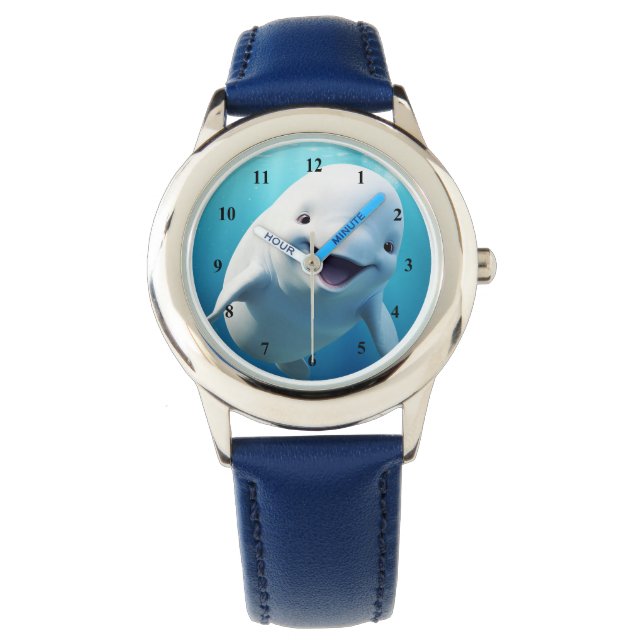 Reloj De Pulsera Personalizado de ballenas Beluga Océano Ártico ver (Anverso)