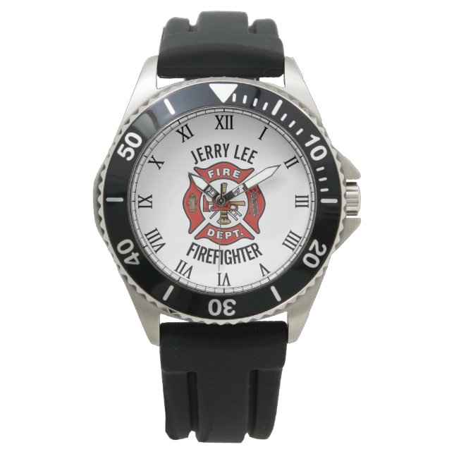 Reloj De Pulsera Personalizado de bomberos Nombre de texto personal (Anverso)