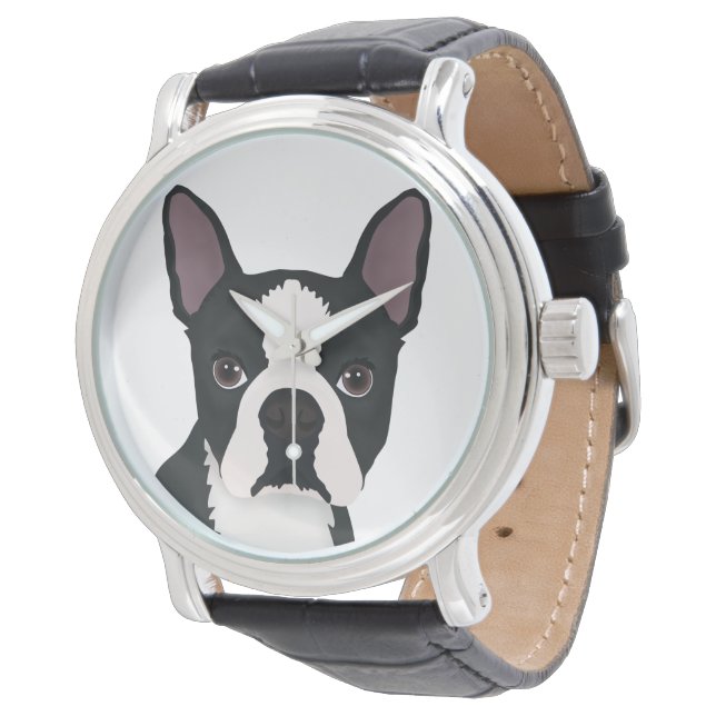 Reloj De Pulsera personalizado de boston terrier (Angular)