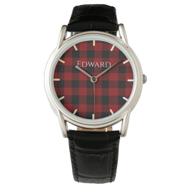 Reloj De Pulsera Personalizado de Buffalo Plaid (Anverso)