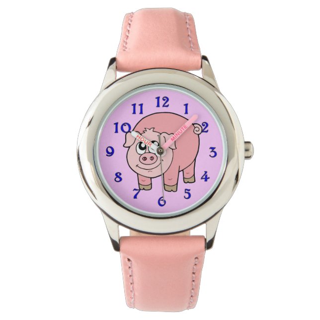 Reloj De Pulsera Personalizado de cerdo rosa (Anverso)