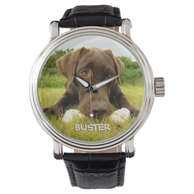 Reloj De Pulsera Personalizado de chocolate labrador (Anverso)