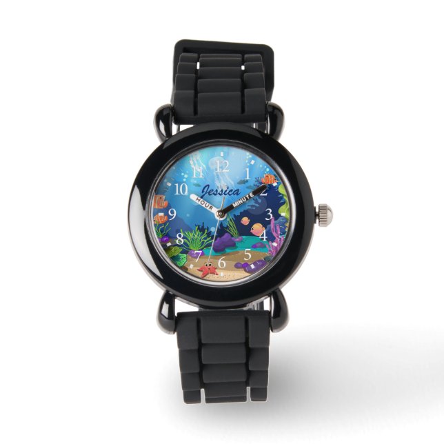 Reloj De Pulsera Personalizado De Coral Y Pescado Subacuático Adora (Anverso)