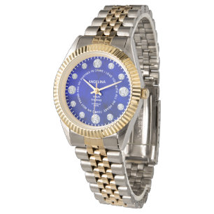 Reloj De Pulsera Personalizado de diamantes azules de Lapis Lazuli 