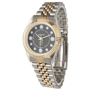 Reloj De Pulsera Personalizado De Diamantes Negro Sentimental Dice 