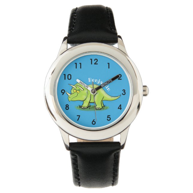 Reloj De Pulsera Personalizado de dinosaurios de triceratops verde  (Anverso)