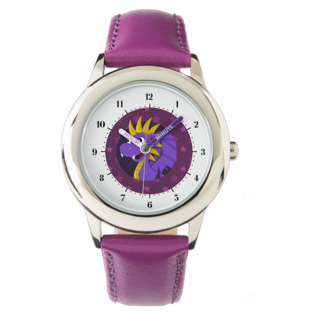 Reloj De Pulsera Personalizado de dragón morado (Anverso)