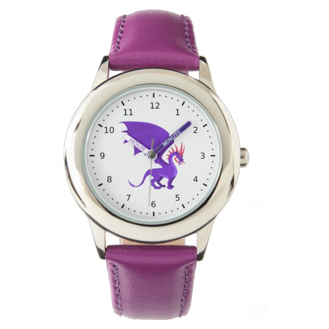 Reloj De Pulsera Personalizado de dragón morado (Anverso)