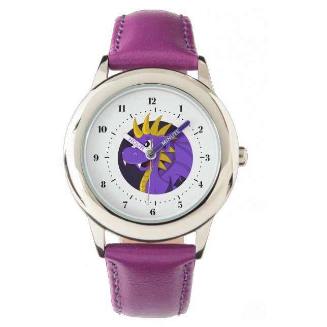 Reloj De Pulsera Personalizado de dragón morado (Anverso)