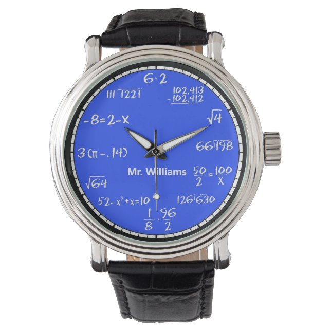 Reloj De Pulsera Personalizado de ecuaciones matemáticas azules (Anverso)