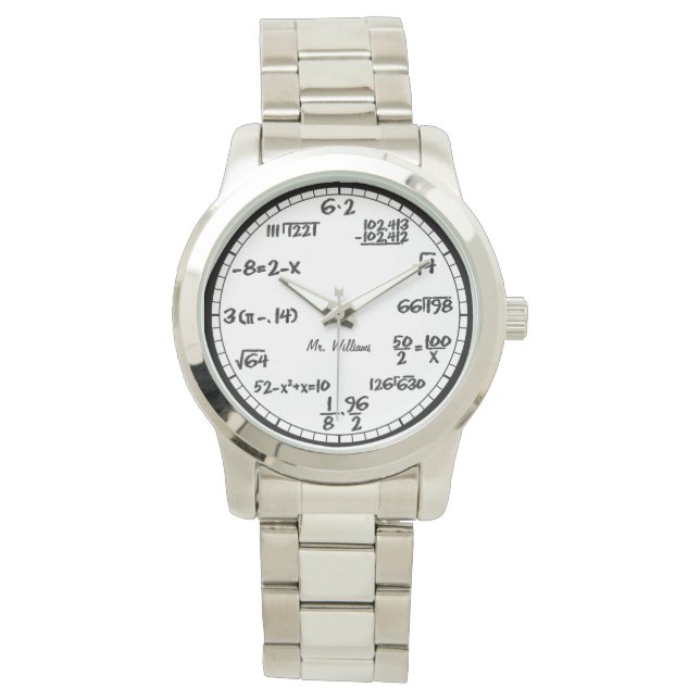 Reloj De Pulsera Personalizado de ecuaciones matemáticas blancas (Anverso)