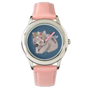 Reloj De Pulsera Personalizado de Especkle de Oro Cute Baby Wombat