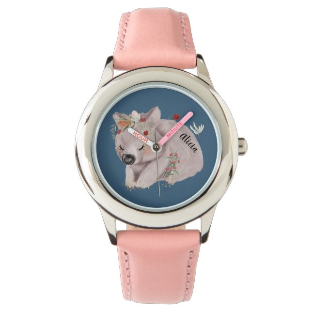 Reloj De Pulsera Personalizado de Especkle de Oro Cute Baby Wombat (Anverso)