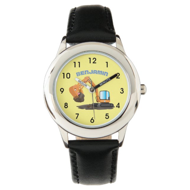 Reloj De Pulsera Personalizado de excavadora de naranja cúpula (Anverso)