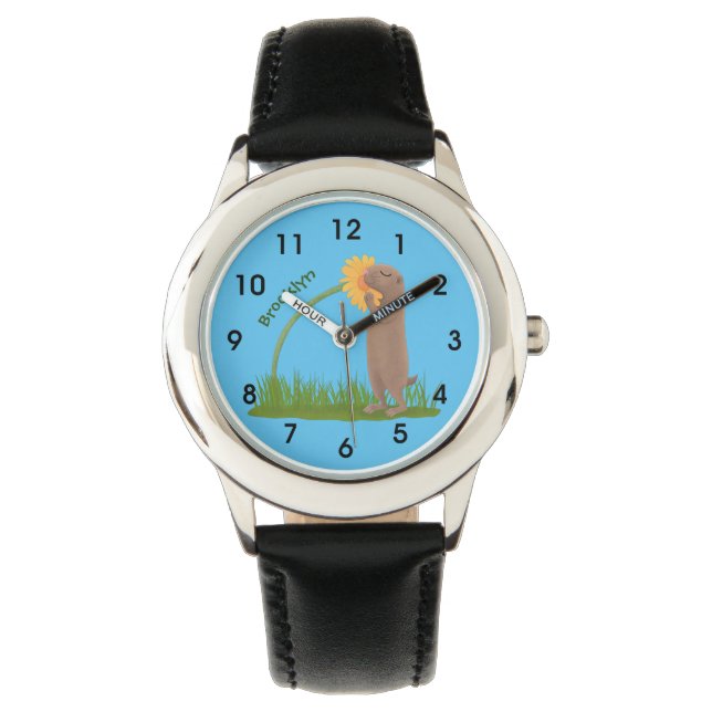 Reloj De Pulsera Personalizado de flor de esnifado de perro de prad (Anverso)