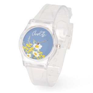 Reloj De Pulsera Personalizado de flores silvestres moderno Monogra