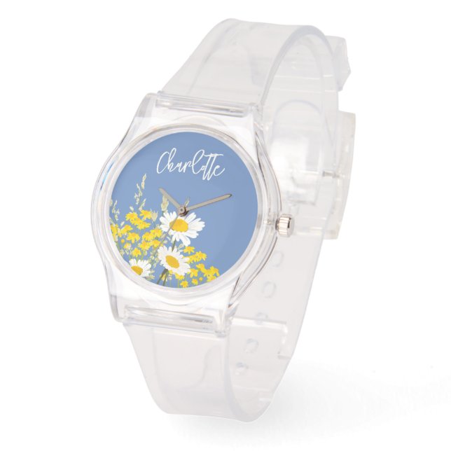 Reloj De Pulsera Personalizado de flores silvestres moderno Monogra (Ángulo)