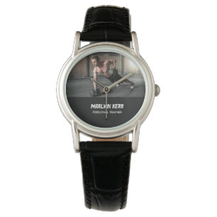 Reloj De Pulsera Personalizado de fotos gimnasio gris