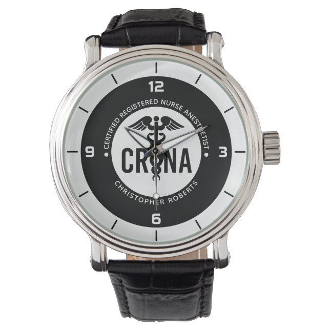 Reloj De Pulsera Personalizado de la CRNA Certificado de enfermero  (Anverso)