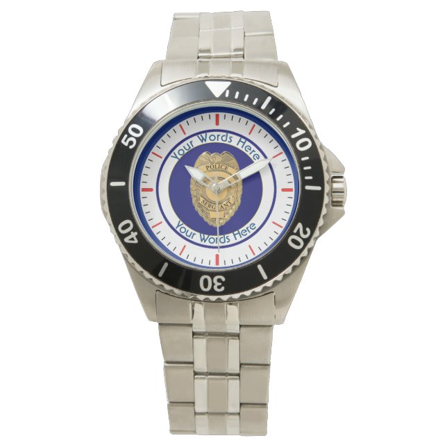 Reloj De Pulsera Personalizado de la insignia de sargento de policí (Anverso)