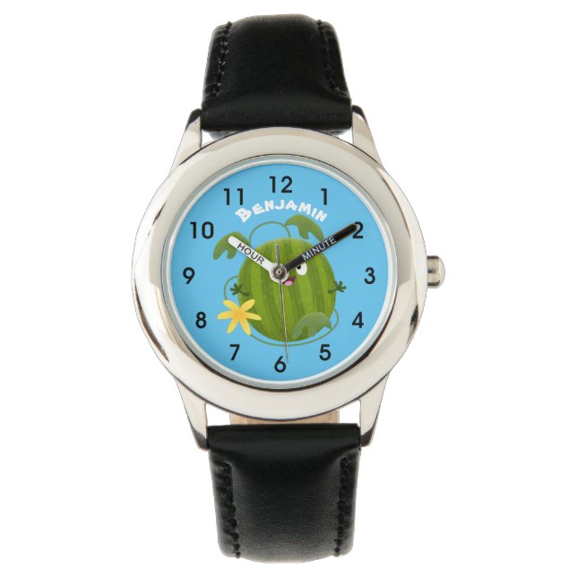 Reloj De Pulsera Personalizado de la sandía sonriente alegre (Anverso)