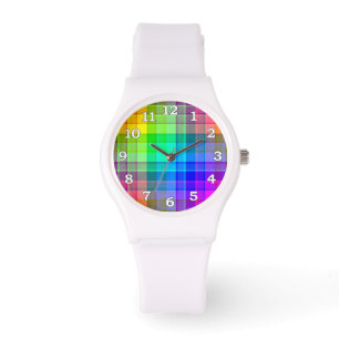 Reloj De Pulsera Personalizado de la tela escocesa del arco iris