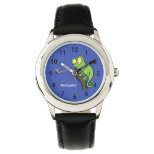 Reloj De Pulsera Personalizado de lagarto de camaleón verde lindo