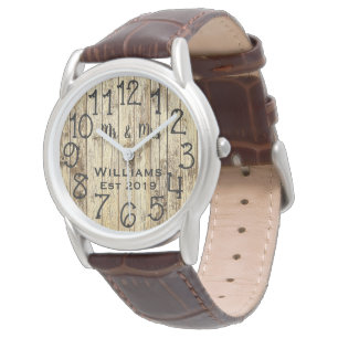 Reloj De Pulsera Personalizado de Madera Marrón Rústico