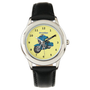 Reloj De Pulsera Personalizado de moto azul feliz