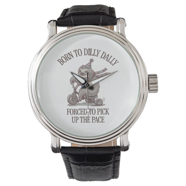 Reloj De Pulsera Personalizado de motocicletas Lazy Sloth Retro (Anverso)