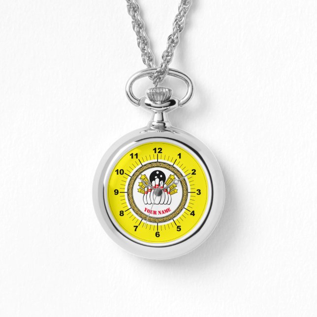 Reloj De Pulsera Personalizado de mujeres Bowling (añadir nombre) W (Anverso)