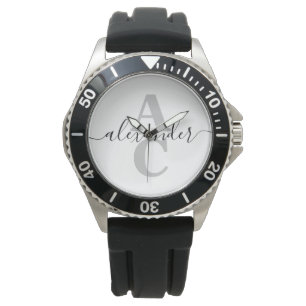 Reloj De Pulsera Personalizado de nombre de guión elegante Monogram