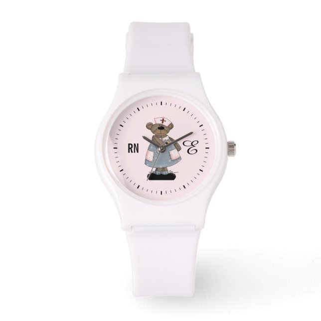 Reloj De Pulsera Personalizado de Oso de Teddy Cute Monograma Obser (Anverso)