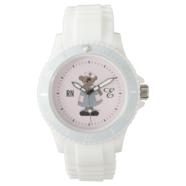 Reloj De Pulsera Personalizado de Oso de Teddy Cute Monograma Obser (Anverso)