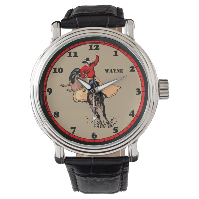 Reloj De Pulsera Personalizado de Rodeo Cowboy Bull Rider eWatch (Anverso)