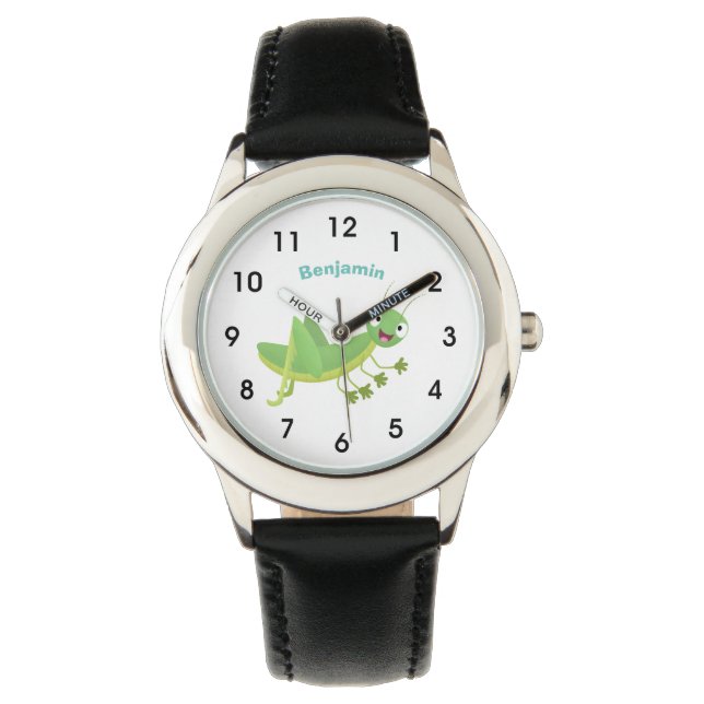 Reloj De Pulsera Personalizado de saltamontes alegre verde (Anverso)