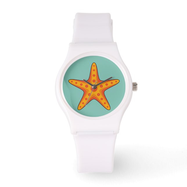 Reloj De Pulsera Personalizado de Starfish Naranja Cute (Anverso)