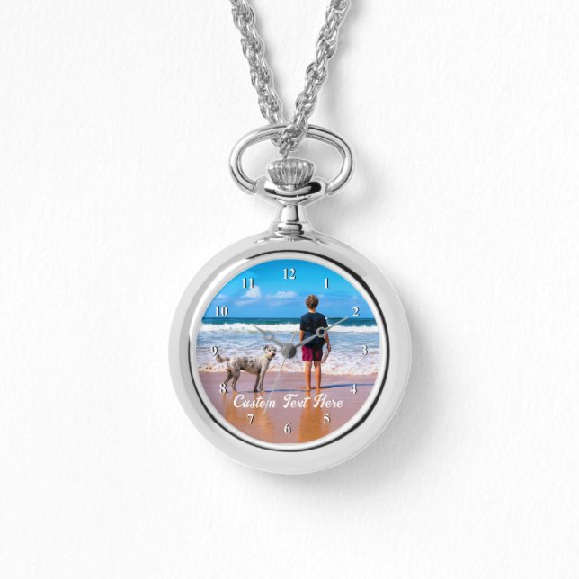 Reloj De Pulsera Personalizado de su control fotográfico con texto (Anverso)