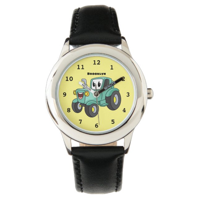 Reloj De Pulsera Personalizado de tractores verde feliz (Anverso)
