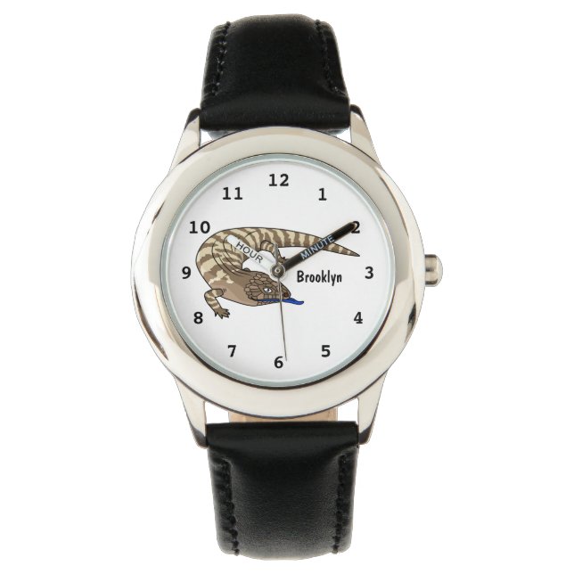Reloj De Pulsera Personalizado del reptil de lagarto de lengua azul (Anverso)