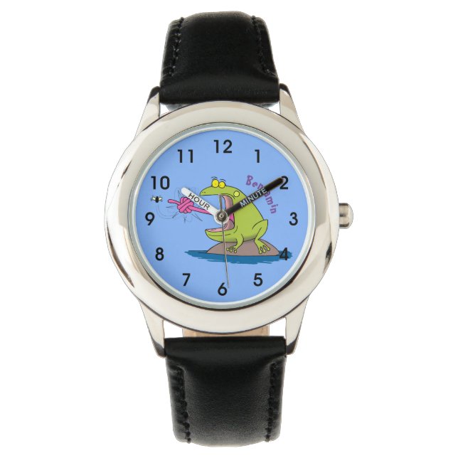 Reloj De Pulsera Personalizado divertida de rana y mosca (Anverso)