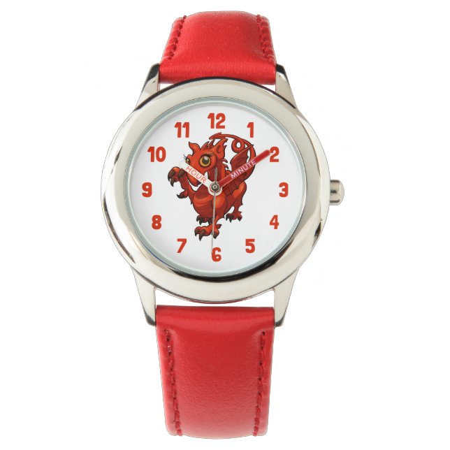Reloj De Pulsera Personalizado Dragón Rojo, bebé galés desenfrenado (Anverso)