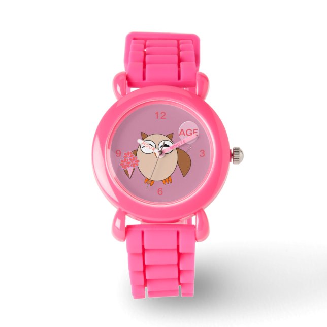 Reloj De Pulsera Personalizado Edad Birthday Owl Niños Watch (Anverso)