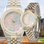 Reloj De Pulsera Personalizado editable de marcado de diamante ópti<br><div class="desc">Personalizar el dicho alrededor del dial de este reloj. Hace un regalo de cariño excelente para la persona especial en tu vida. El opal y los diamantes de este reloj son imágenes digitales y no piedras preciosas.</div>