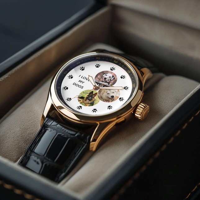 Reloj De Pulsera Personalizado el amante de los perros de 3 Collage (Inspiration mockup (not actual product))