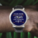 Reloj De Pulsera Personalizado El Hombre El Mito De La Leyenda Pesq<br><div class="desc">El diseño de pesca personalizado podría ser utilizado para usted mismo o podría ser un gran regalo para un amante de la pesca. Puede agregar su nombre o el nombre de otra persona en el diseño de pesca personalizado.</div>
