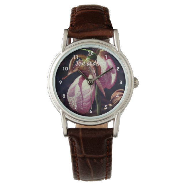 Reloj De Pulsera Personalizado el par de orquídeas de dama rosa sal (Anverso)